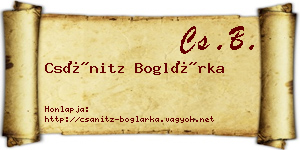 Csánitz Boglárka névjegykártya